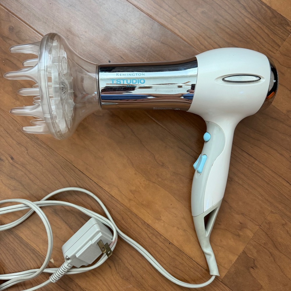 Remington T-Studio Nano Silver Hair Dryer 1875W White Chrome D-2015a Diffuser